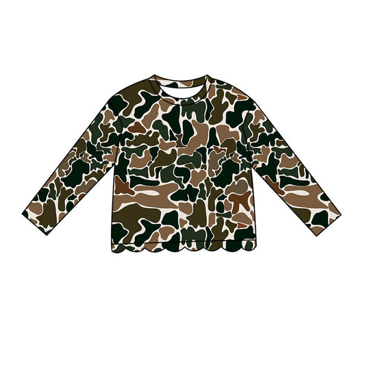Dark green Camo print girls long sleeve t-shirt top preorder