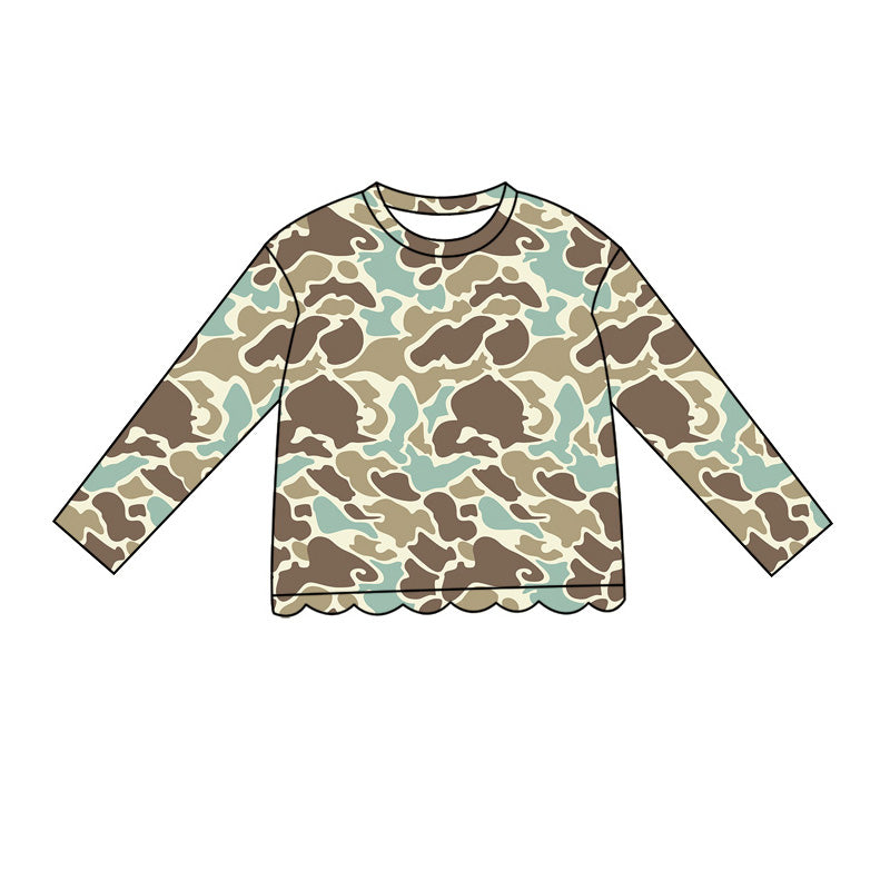 Khaki Camo print girls long sleeve t-shirt top preorder