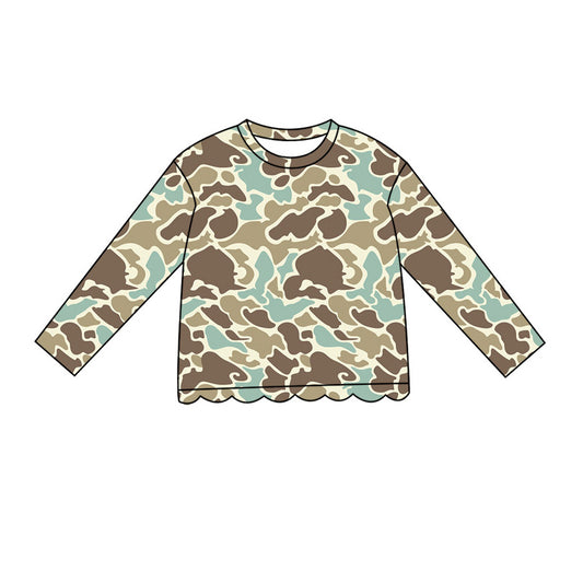 Khaki Camo print girls long sleeve t-shirt top preorder
