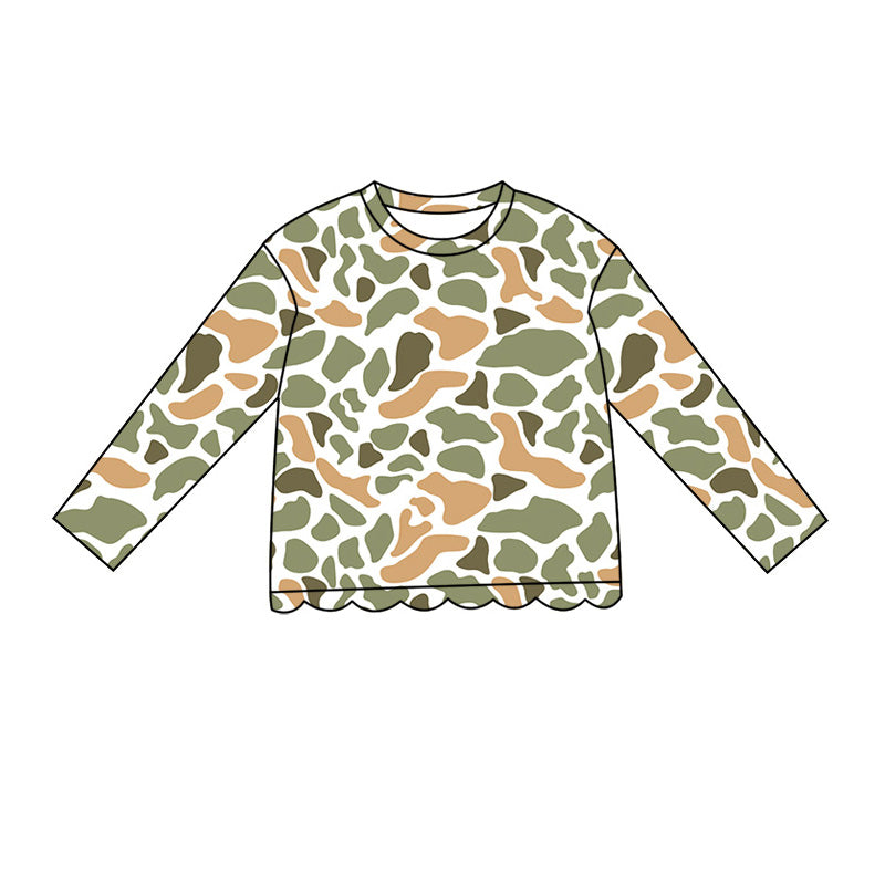 Light Green Camo print girls long sleeve t-shirt top preorder