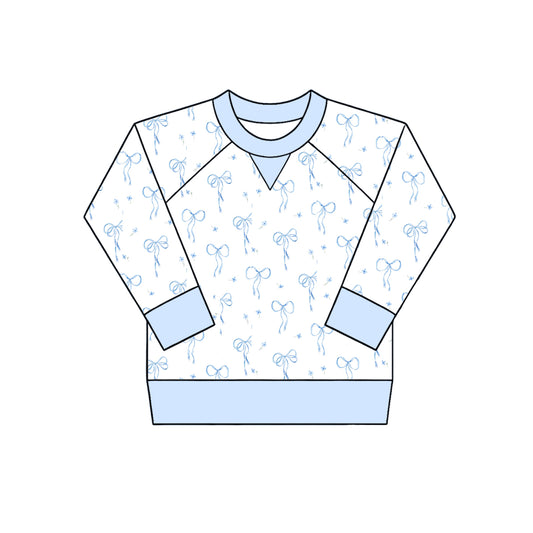 Blue Bow print girls long sleeve t-shirt top preorder
