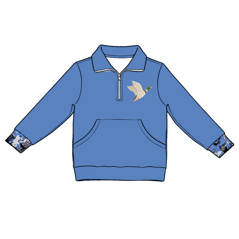 Mallard duck print kids long sleeve pullover top preorder