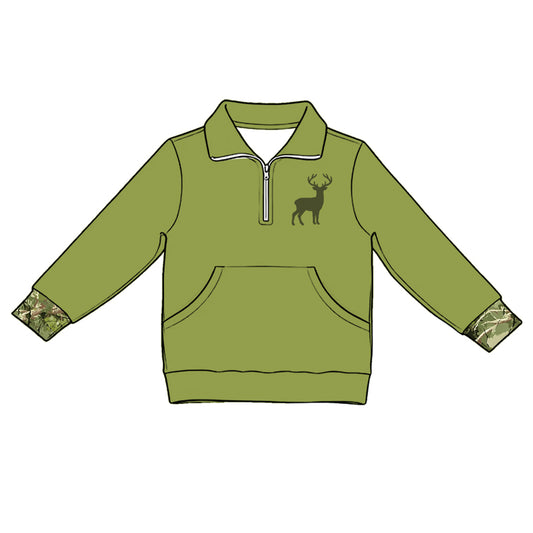 Deer print kids long sleeve pullover top preorder