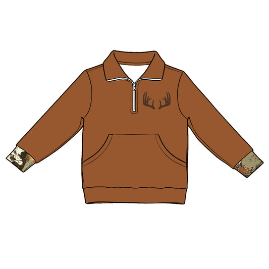 Deer print kids long sleeve pullover top preorder