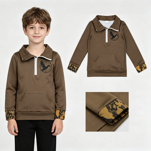 Deer print kids long sleeve pullover top