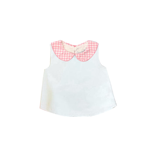 White color pink collar toddle girls summer tank top preorder