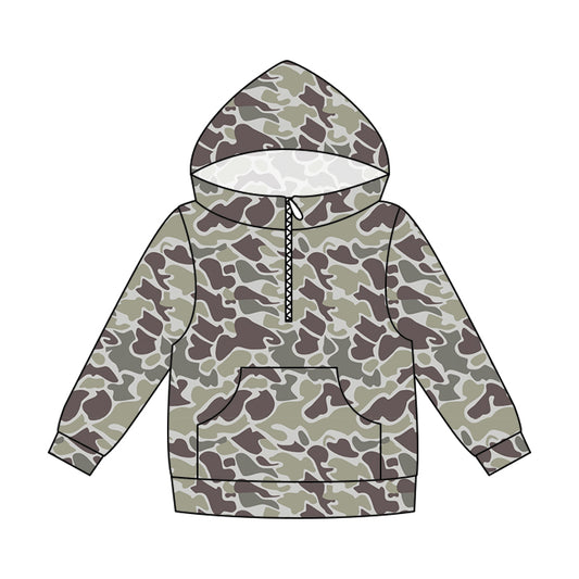 Adult women dark grey camo long sleeve hoodie top preorder