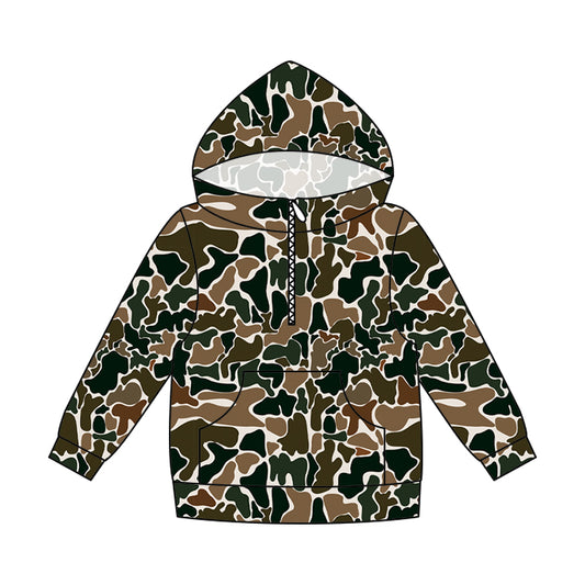 Adult women dark green camo long sleeve hoodie top preorder