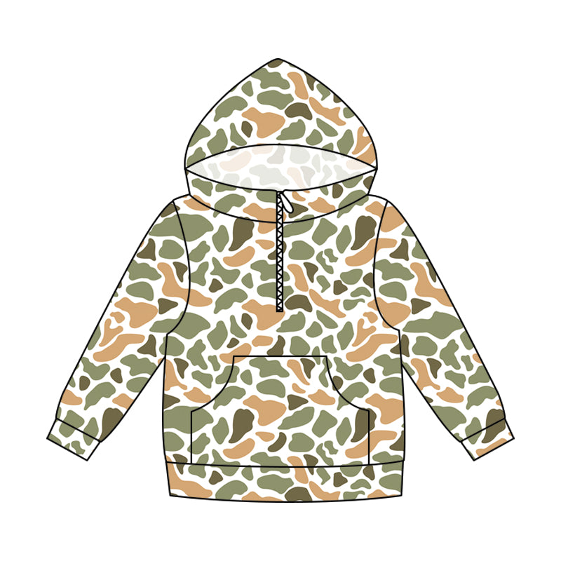 Adult women green orange camo long sleeve hoodie top preorder