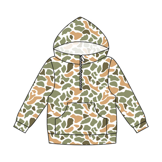 Adult women green orange camo long sleeve hoodie top preorder