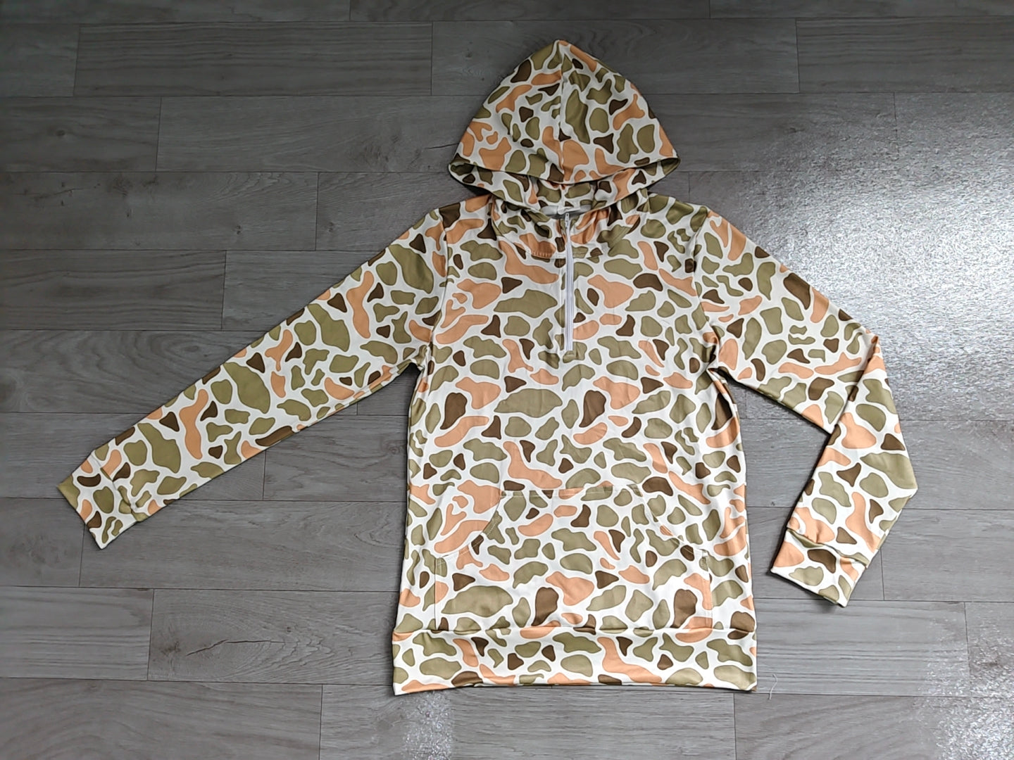 Adult women green orange camo long sleeve hoodie top preorder