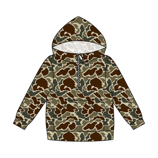 Adult women dark brown camo long sleeve hoodie top preorder