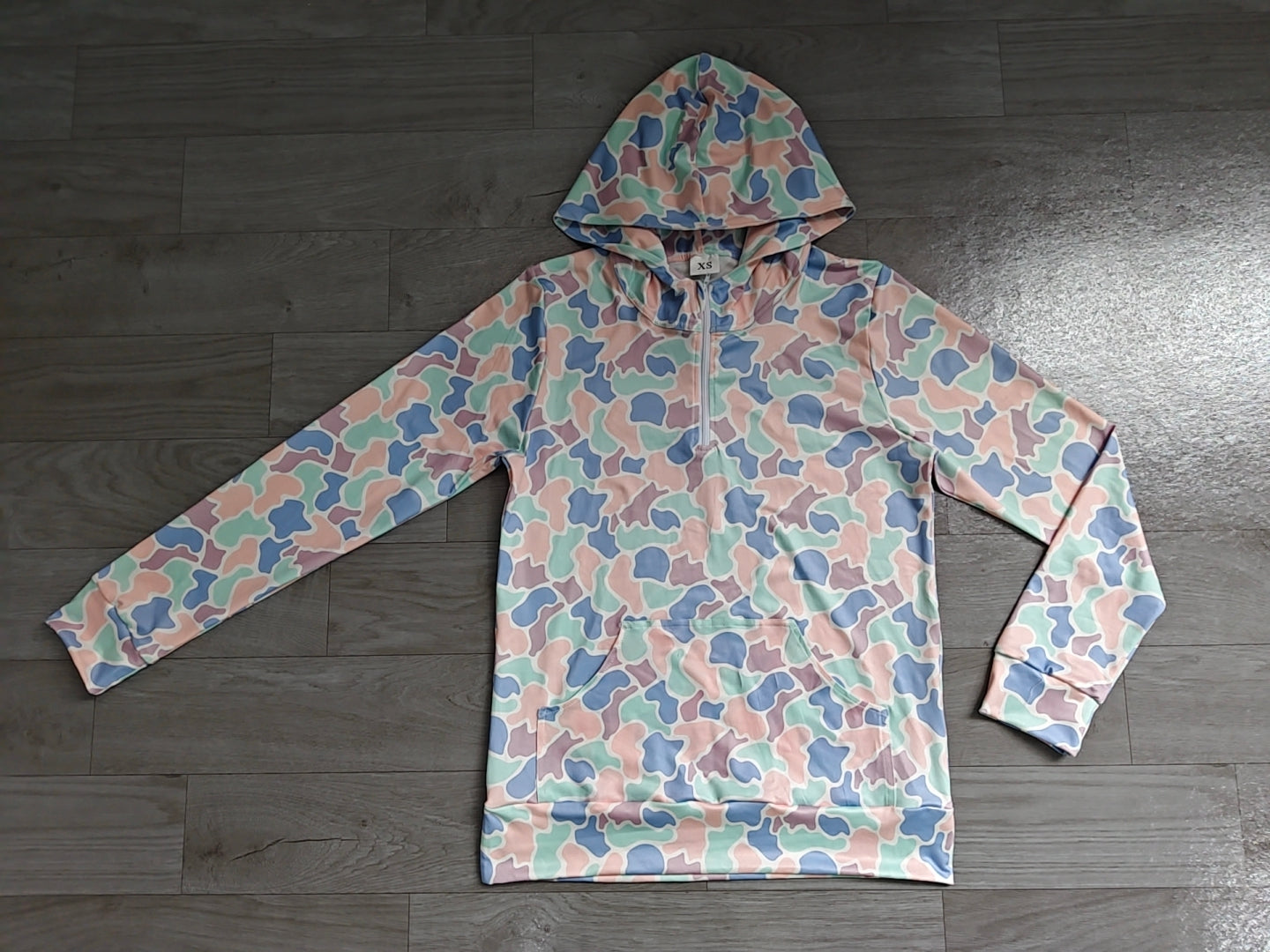 Adult women pink blue camo long sleeve hoodie top preorder