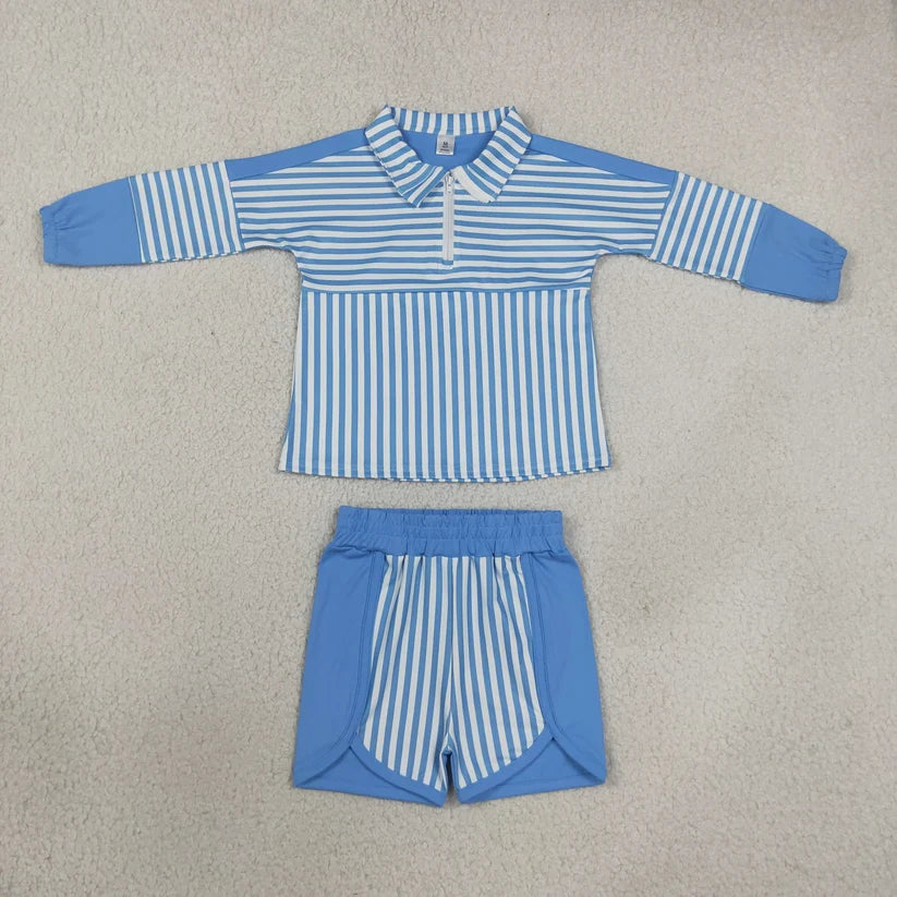 Pink long sleeve yoga pullover top matching shorts girls outfit preorder