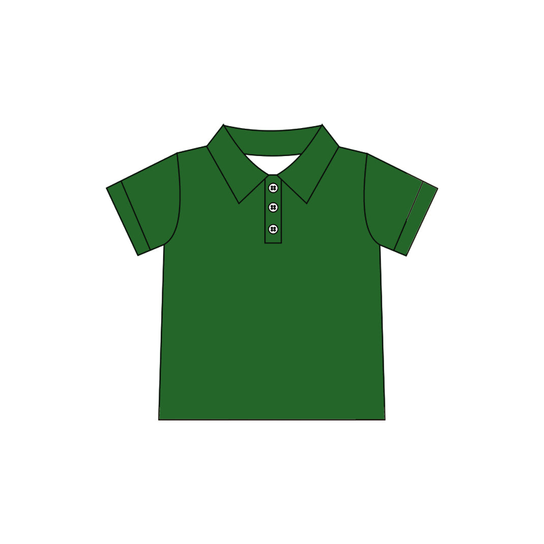 Green color kids boy short sleeve pullover top preorder