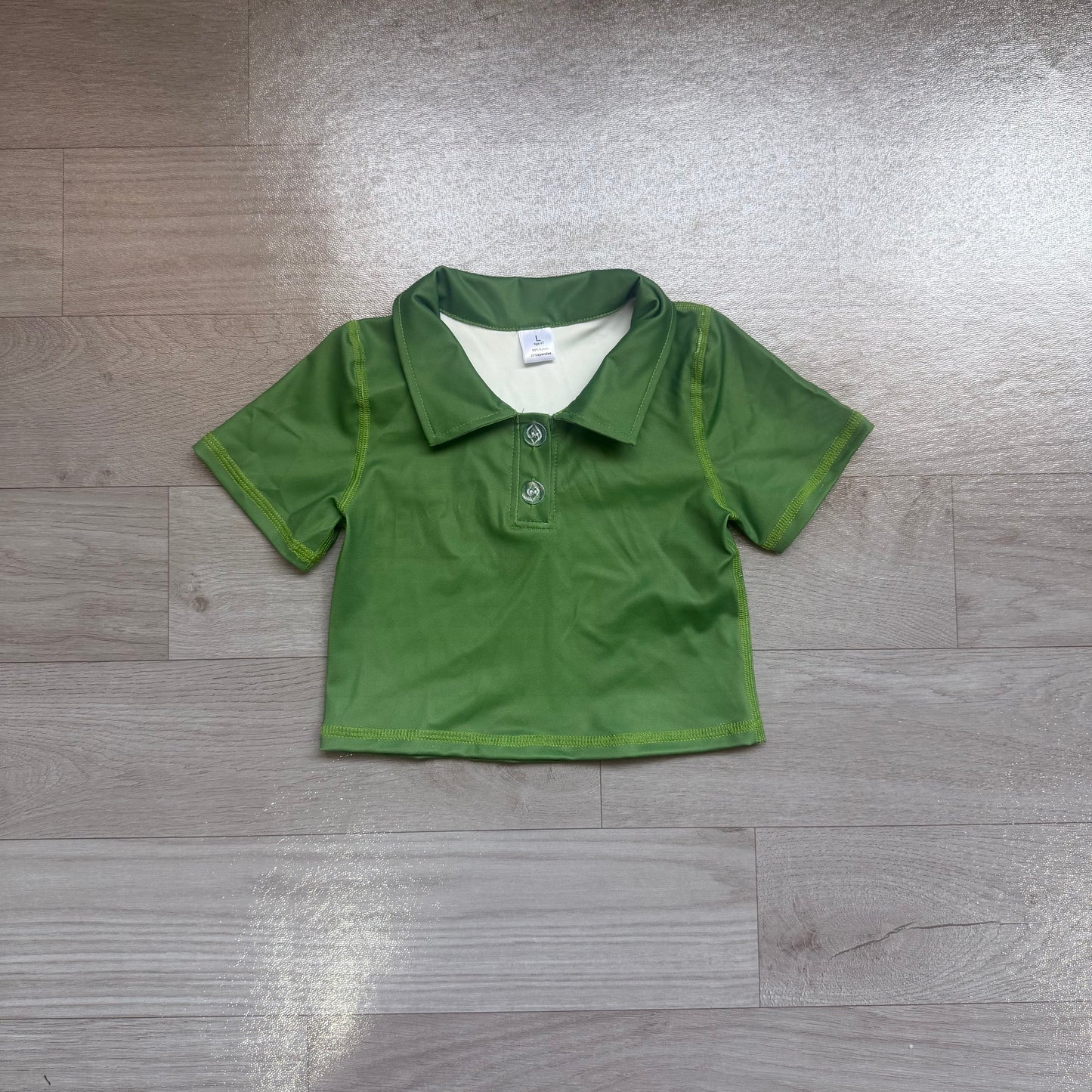 Green color kids boy short sleeve pullover top preorder