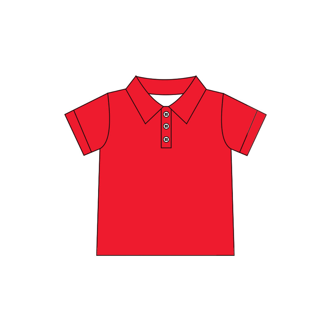 Red color kids boy short sleeve pullover top preorder