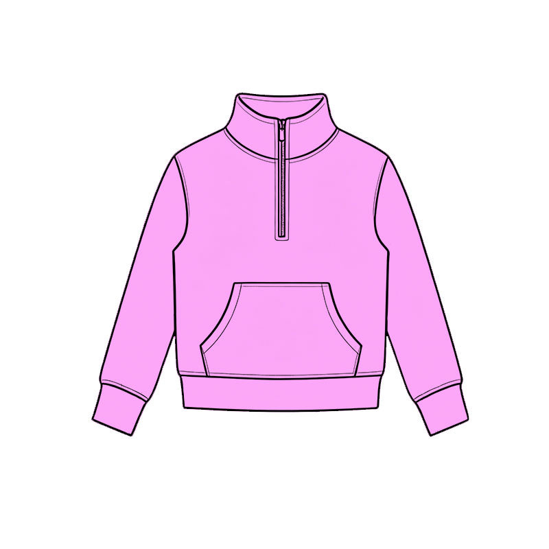 Lavender color kids girls long sleeve zip pullover yoga top preorder