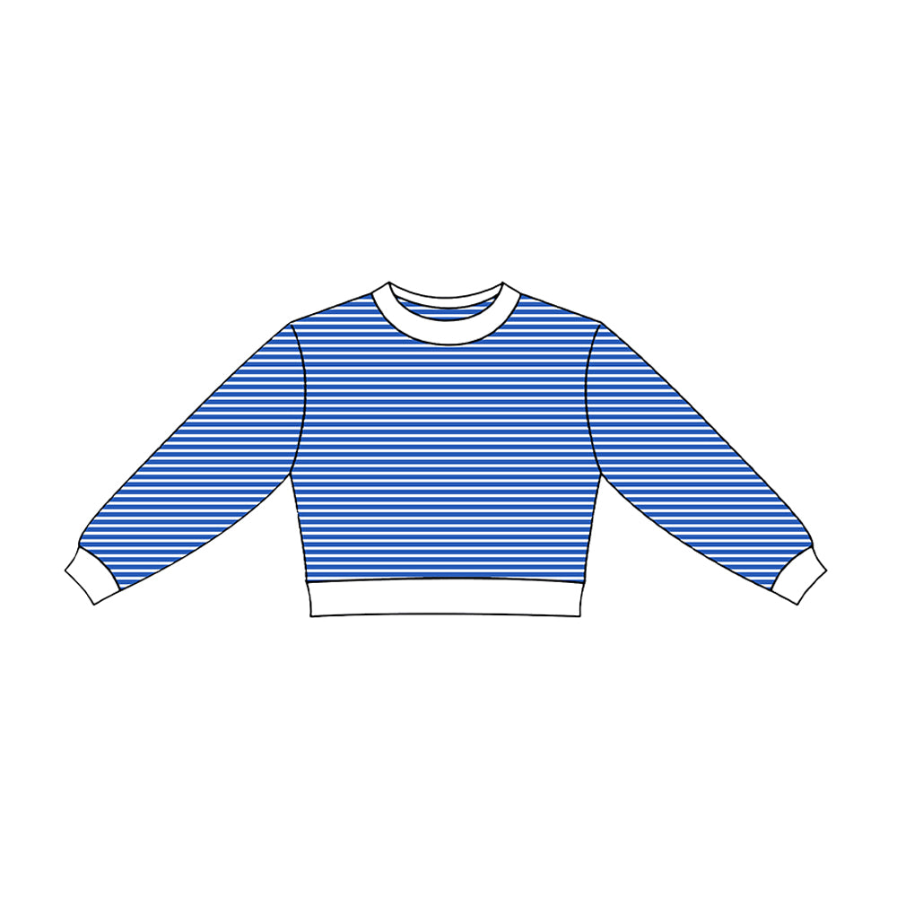 Dark blue stripes kids girls long sleevepullover yoga top preorder
