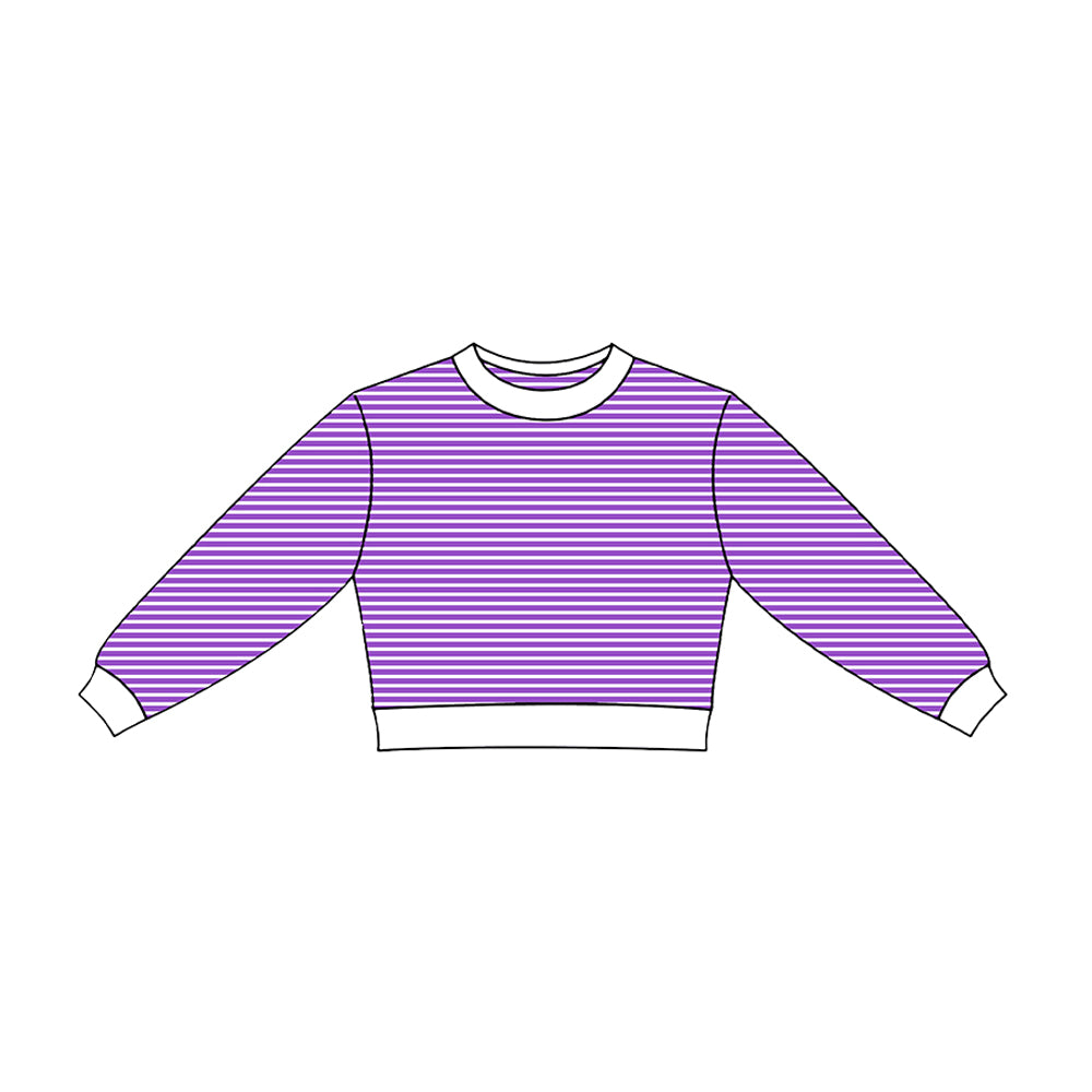 Lavender stripes kids girls long sleevepullover yoga top preorder