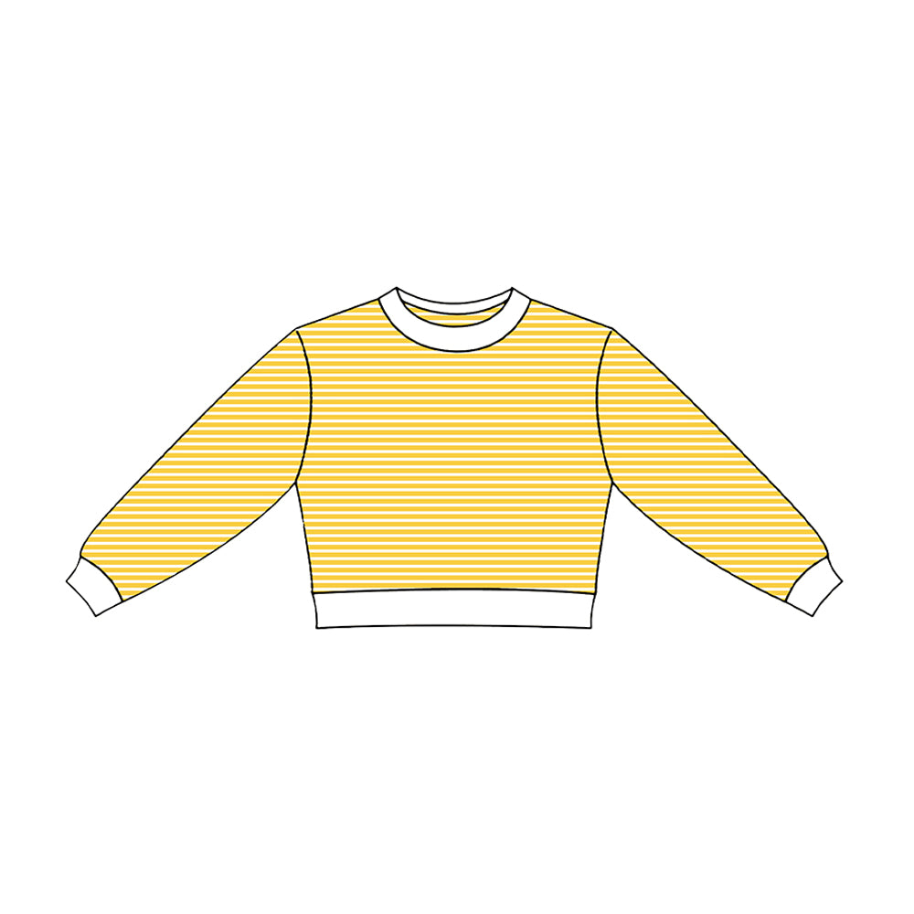 Yellow stripes kids girls long sleevepullover yoga top preorder