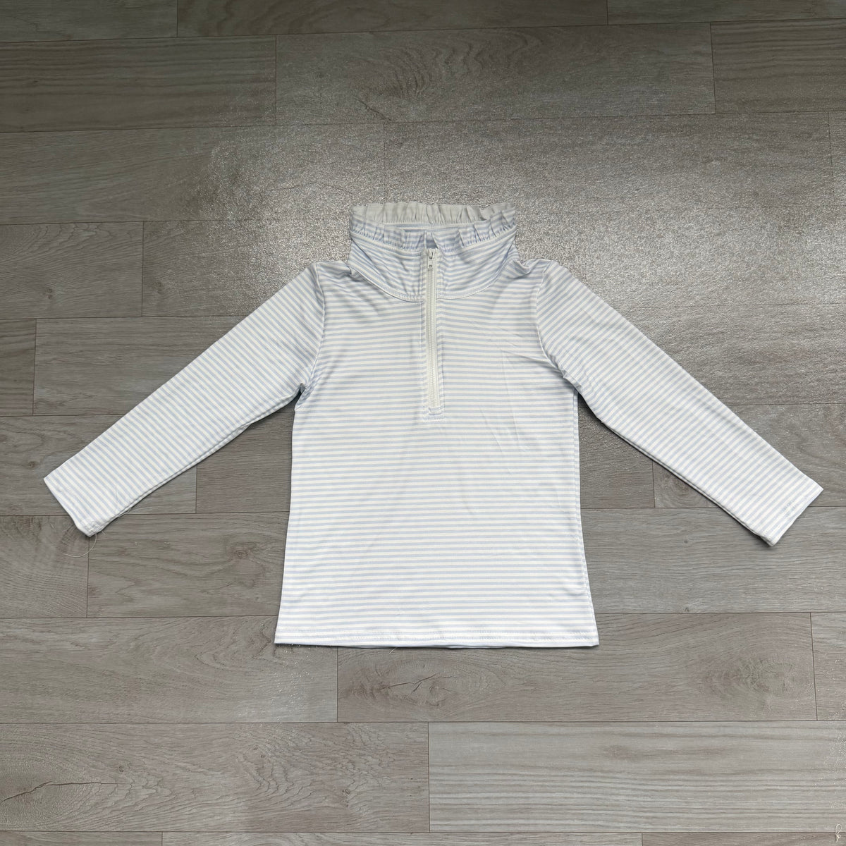 Blue stripes kids girls long sleeve zip pullover top preorder