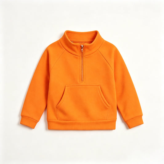 Orange color kids girl long sleeve pullover top preorder
