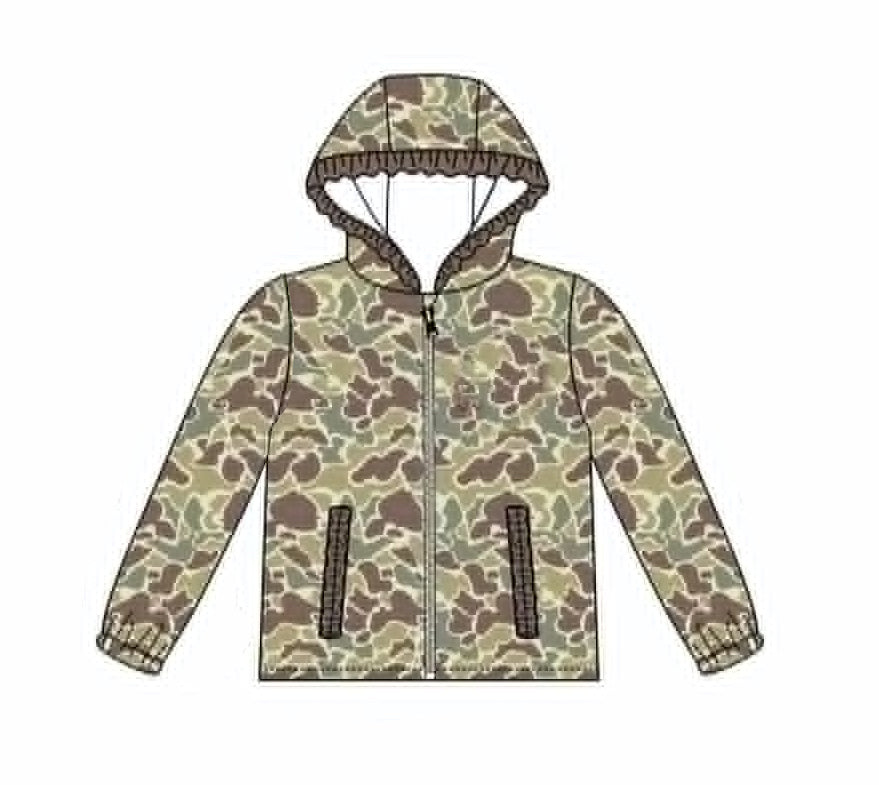 Grey camo print kids girl long sleeve  hoodie top preorder