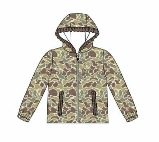 Grey camo print kids girl long sleeve  hoodie top preorder