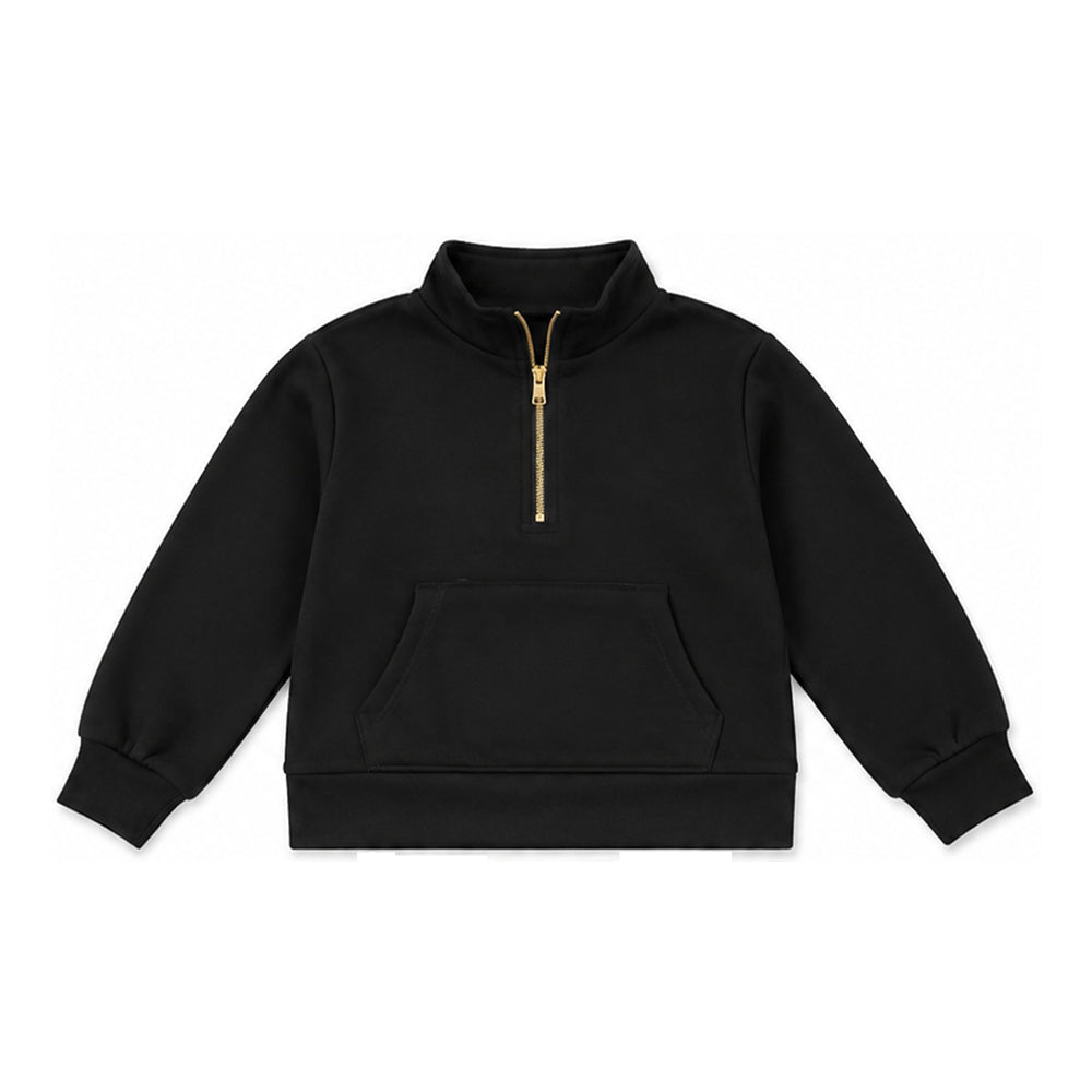 Black color kids girls long sleeve zip sweatshirt top preorder