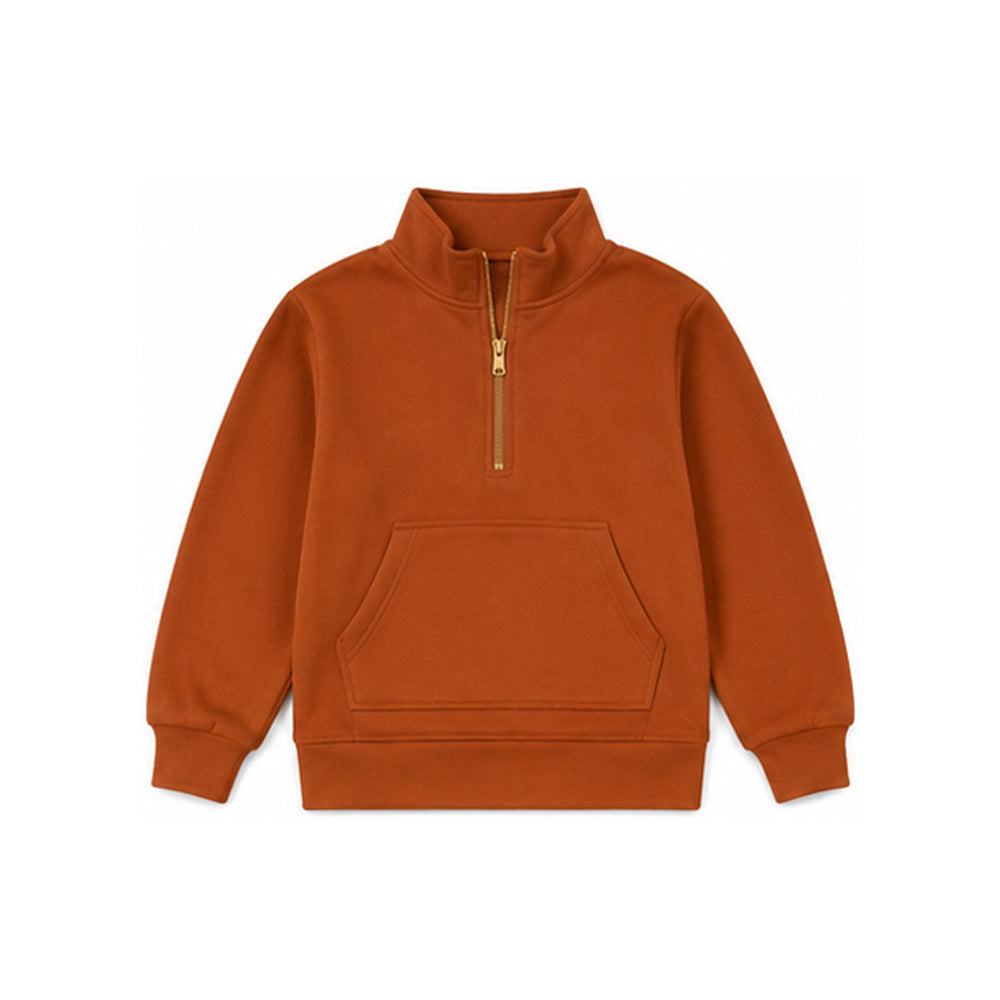Orange color kids girls long sleeve zip sweatshirt top preorder