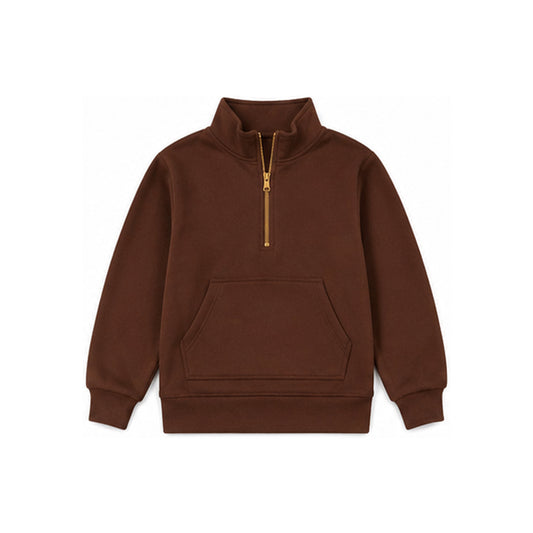 Brown color kids girls long sleeve zip sweatshirt top preorder