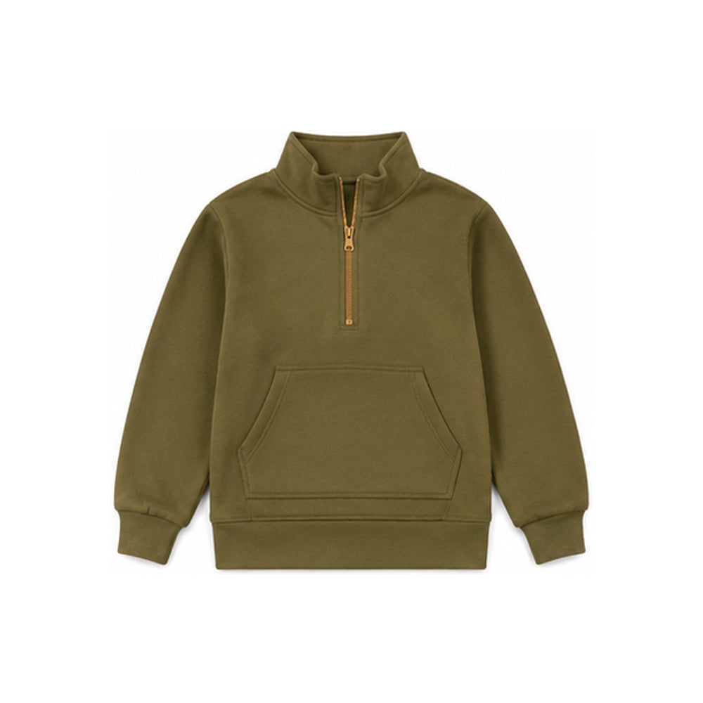 Green color kids girls long sleeve zip sweatshirt top preorder