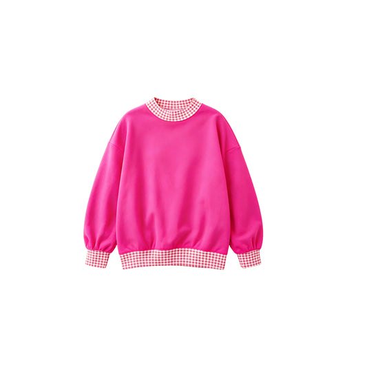 Hot pink color kids girls  long sleeve pullover  top preorder