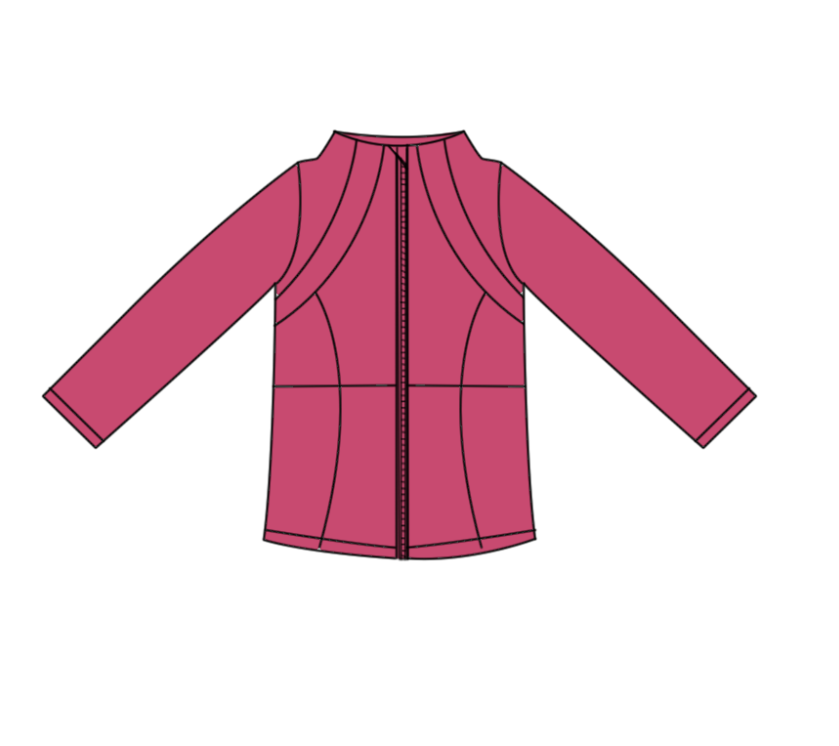 Hot pink color kids girls long sleeve zip pullover yoga top preorder