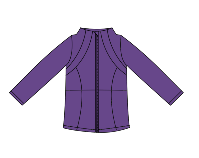 Purple color kids girls long sleeve zip pullover yoga top preorder