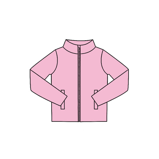 Pink color kids girls long sleeve yoga zip top preorder