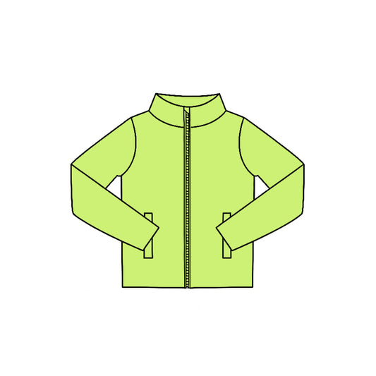 Lime green color kids girls long sleeve yoga zip top preorder
