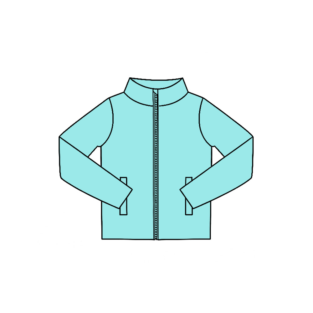 Turquoise color kids girls long sleeve yoga zip top preorder
