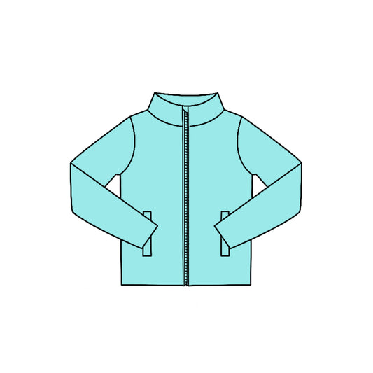 Turquoise color kids girls long sleeve yoga zip top preorder