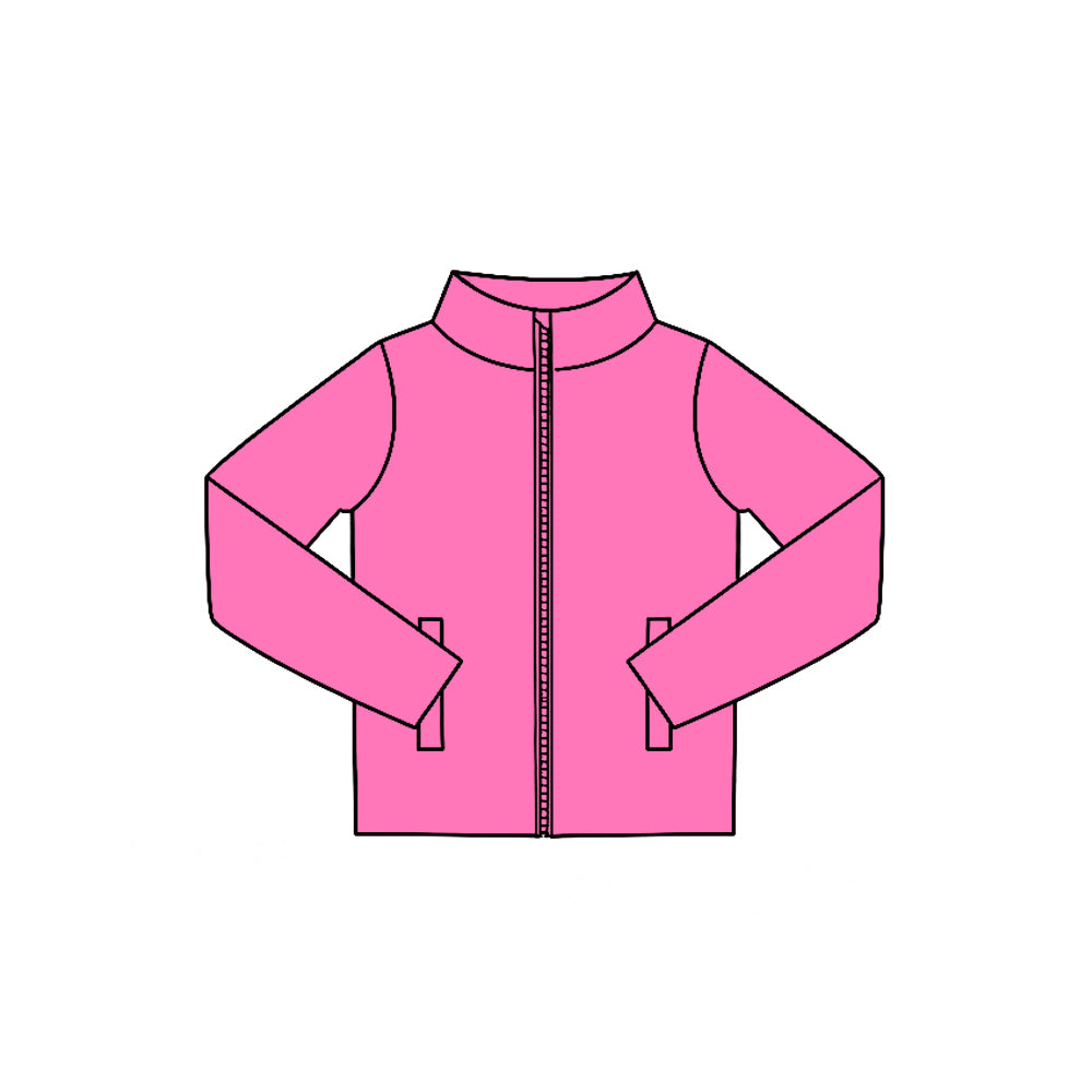 Pink color kids girls long sleeve yoga zip top preorder