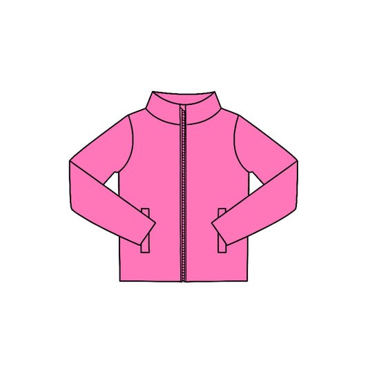 Pink color kids girls long sleeve yoga zip top preorder