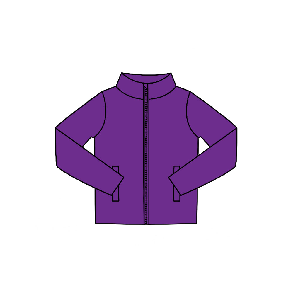 Purple color kids girls long sleeve yoga zip top preorder
