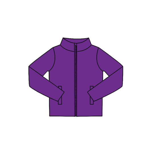 Purple color kids girls long sleeve yoga zip top preorder