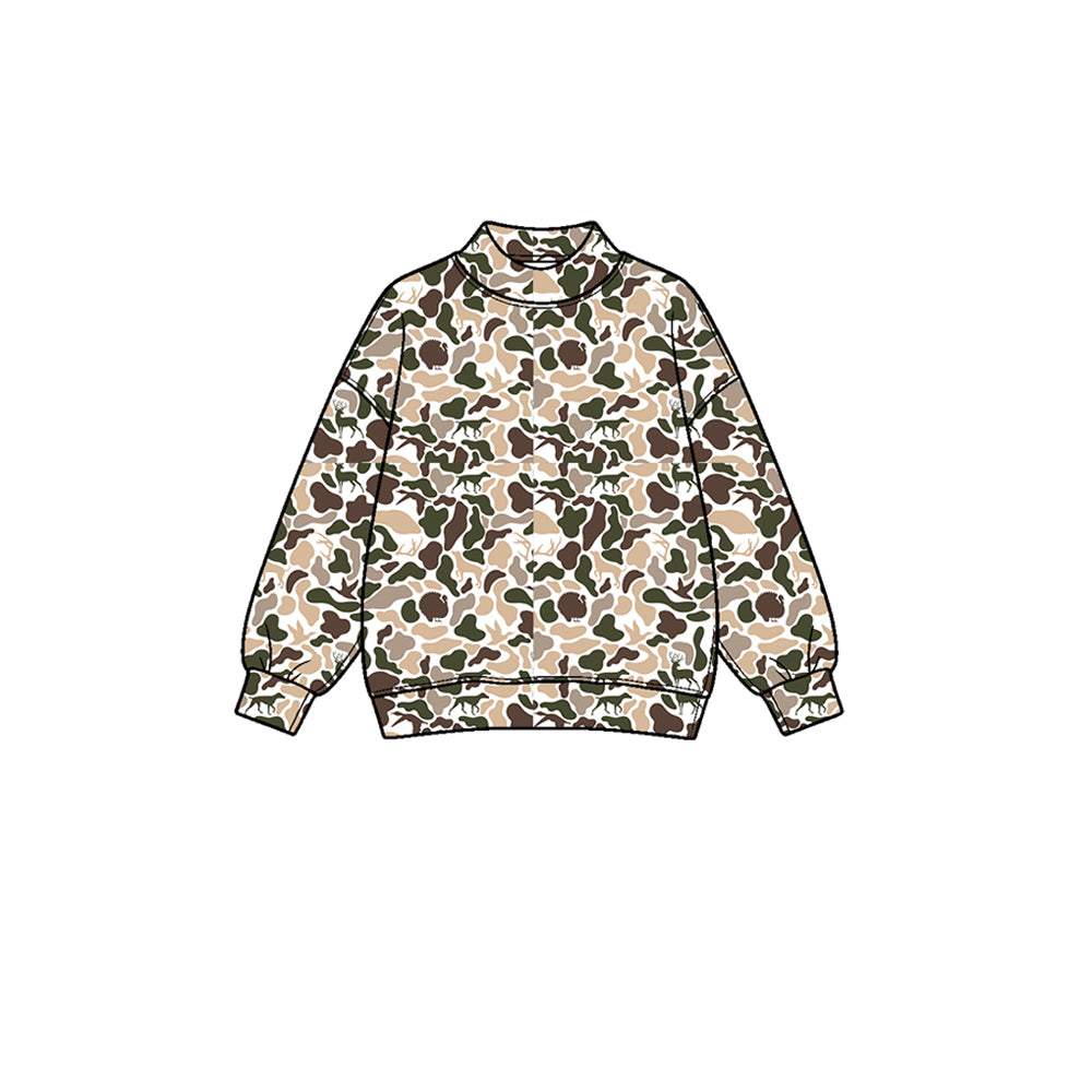 Deer duck camo print kids girls long sleeve yoga pullover top preorder