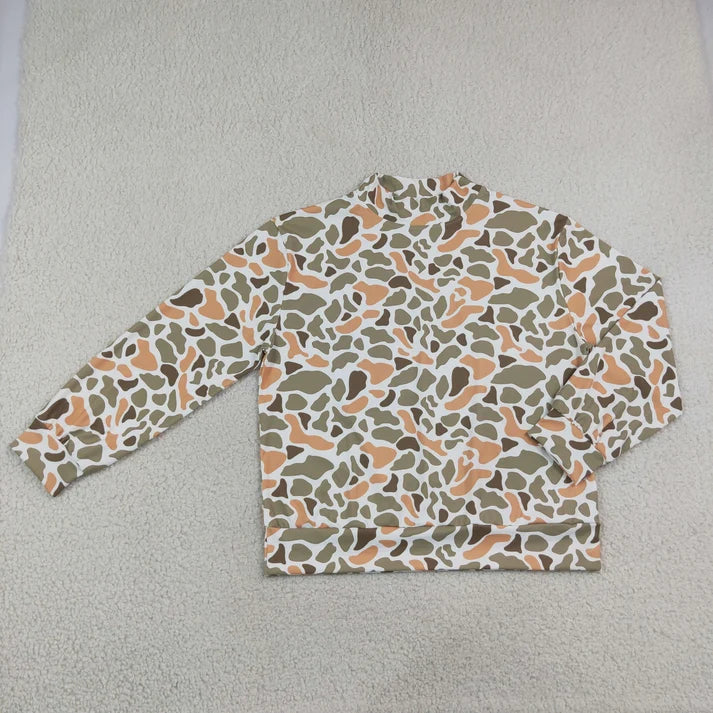 Adult women various colors camo print long sleeve yoga pullover top