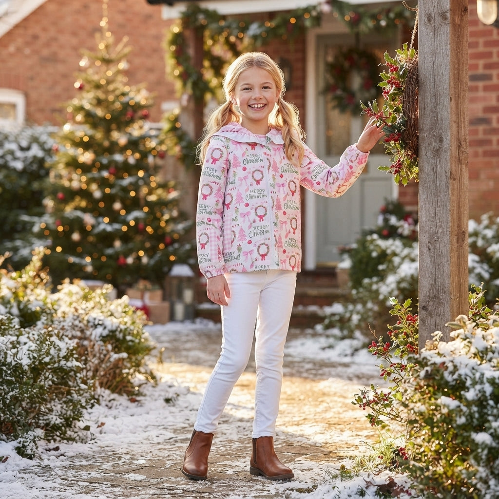 Merry christmas print kids girls long sleeve  hoodie top