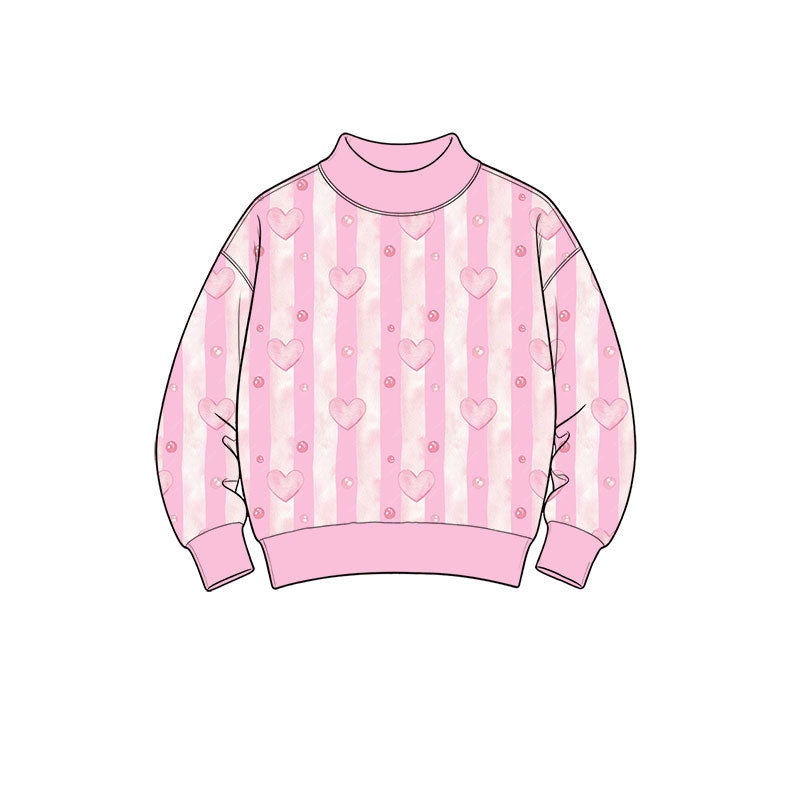 Valentines heart  girls long sleeve pullover top preorder