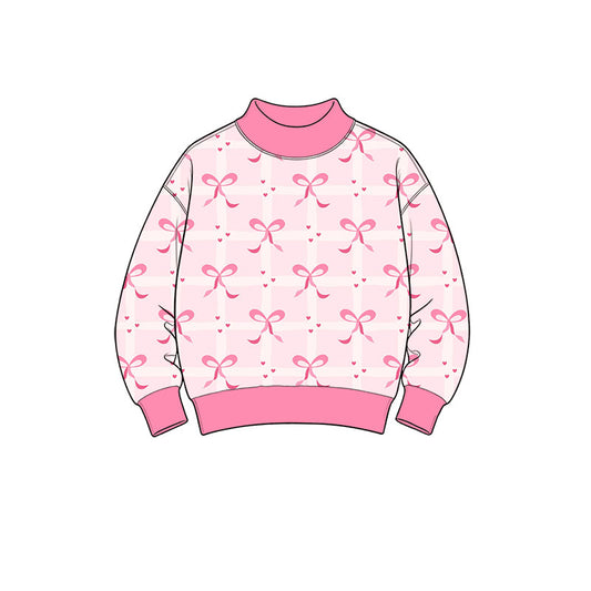 Valentines heart bow girls long sleeve pullover top preorder