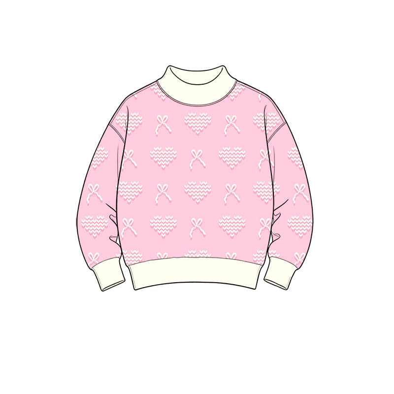 Valentines heart bow girls long sleeve pullover top preorder